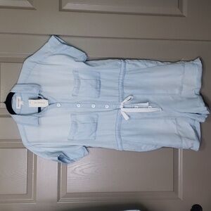 NWT Cloth & Stone light blue chambray cap sleeve button down romper size Medium
